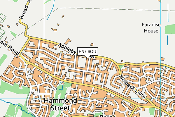 EN7 6QU map - OS VectorMap District (Ordnance Survey)
