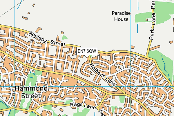 EN7 6QW map - OS VectorMap District (Ordnance Survey)