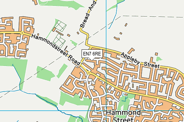 EN7 6RE map - OS VectorMap District (Ordnance Survey)