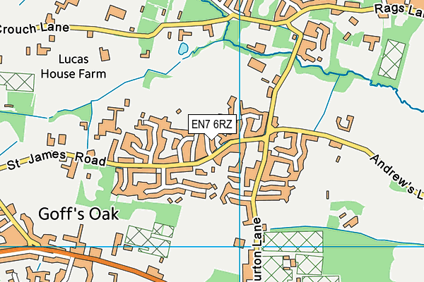 EN7 6RZ map - OS VectorMap District (Ordnance Survey)