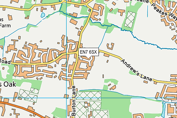 EN7 6SX map - OS VectorMap District (Ordnance Survey)