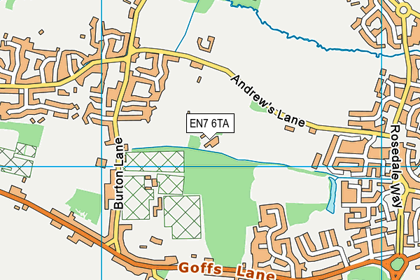 EN7 6TA map - OS VectorMap District (Ordnance Survey)