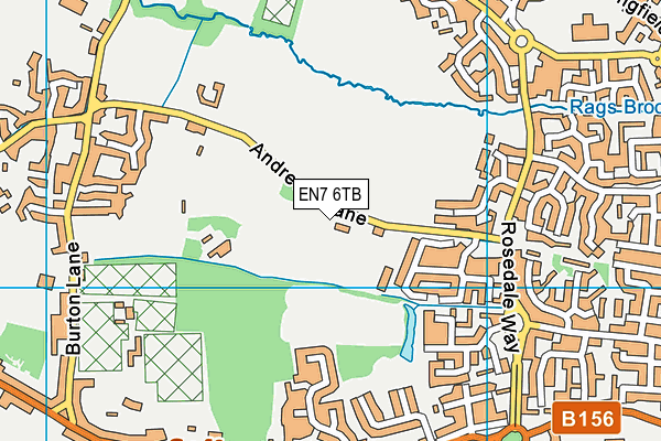 EN7 6TB map - OS VectorMap District (Ordnance Survey)