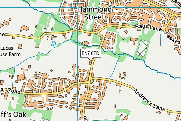 EN7 6TD map - OS VectorMap District (Ordnance Survey)