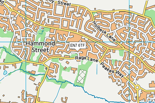 EN7 6TF map - OS VectorMap District (Ordnance Survey)