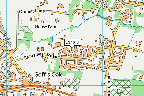 EN7 6TJ map - OS VectorMap District (Ordnance Survey)