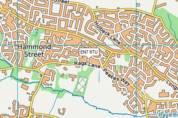 EN7 6TU map - OS VectorMap District (Ordnance Survey)