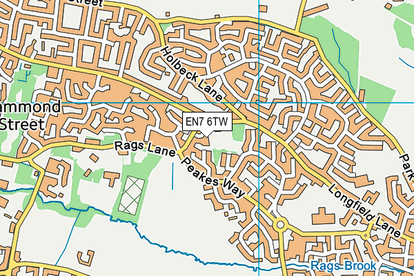 EN7 6TW map - OS VectorMap District (Ordnance Survey)