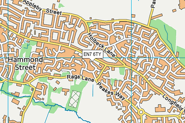 EN7 6TY map - OS VectorMap District (Ordnance Survey)