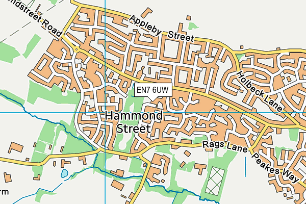 EN7 6UW map - OS VectorMap District (Ordnance Survey)