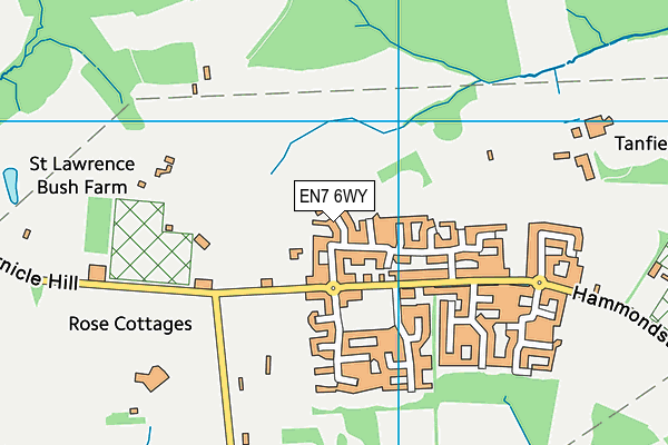EN7 6WY map - OS VectorMap District (Ordnance Survey)