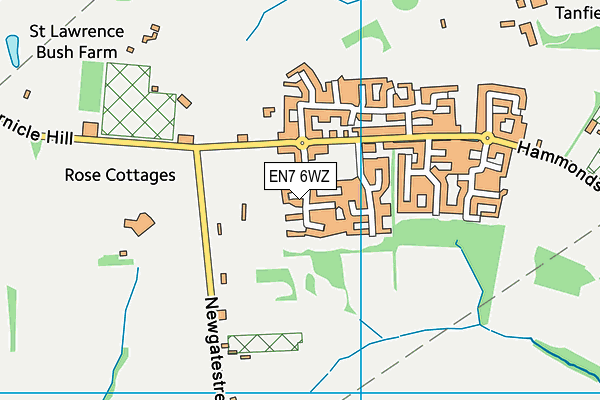EN7 6WZ map - OS VectorMap District (Ordnance Survey)