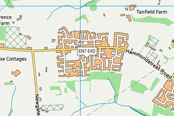 EN7 6XD map - OS VectorMap District (Ordnance Survey)