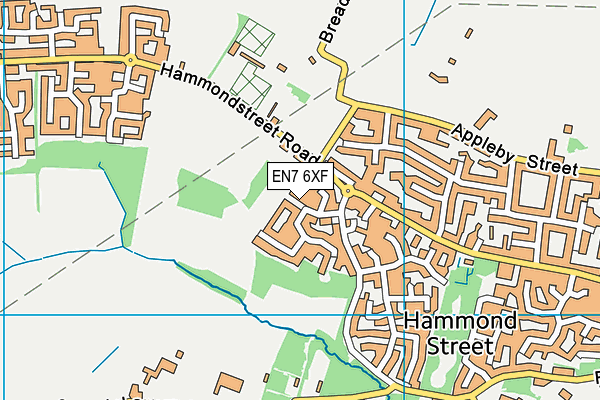 EN7 6XF map - OS VectorMap District (Ordnance Survey)