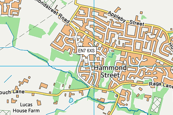 EN7 6XS map - OS VectorMap District (Ordnance Survey)