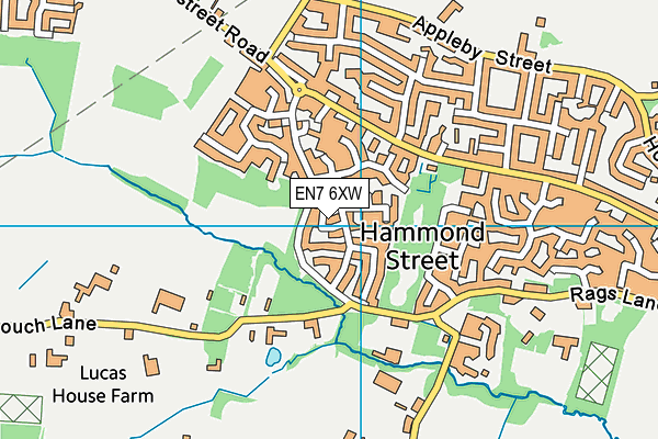 EN7 6XW map - OS VectorMap District (Ordnance Survey)