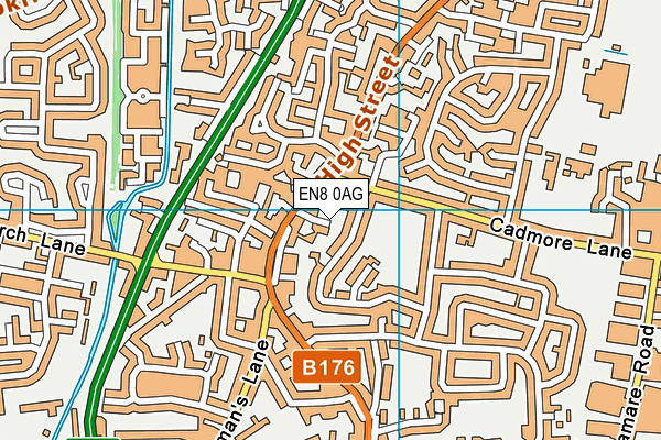 EN8 0AG map - OS VectorMap District (Ordnance Survey)