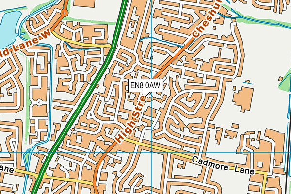 EN8 0AW map - OS VectorMap District (Ordnance Survey)