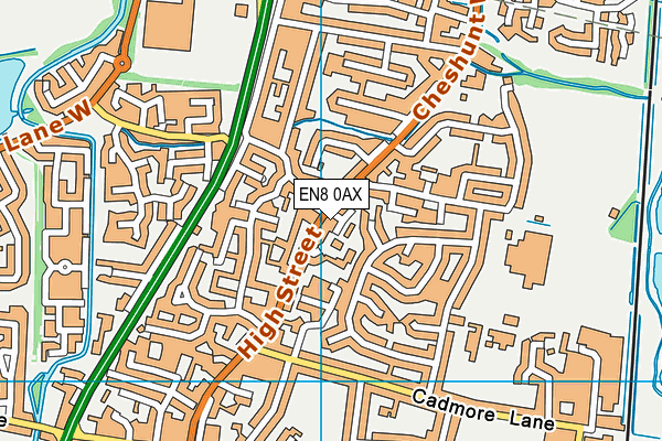 EN8 0AX map - OS VectorMap District (Ordnance Survey)