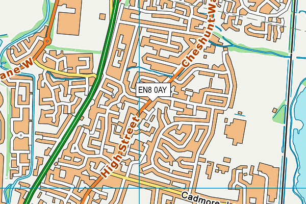 EN8 0AY map - OS VectorMap District (Ordnance Survey)