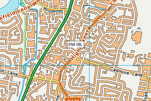 EN8 0BL map - OS VectorMap District (Ordnance Survey)