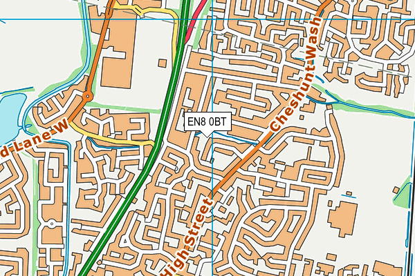 EN8 0BT map - OS VectorMap District (Ordnance Survey)