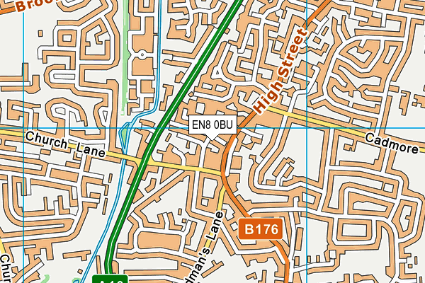EN8 0BU map - OS VectorMap District (Ordnance Survey)