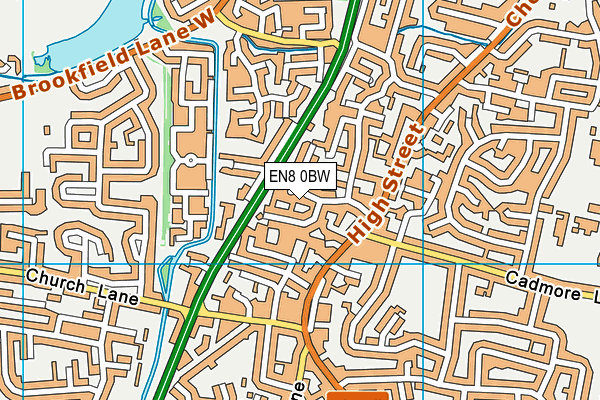 EN8 0BW map - OS VectorMap District (Ordnance Survey)