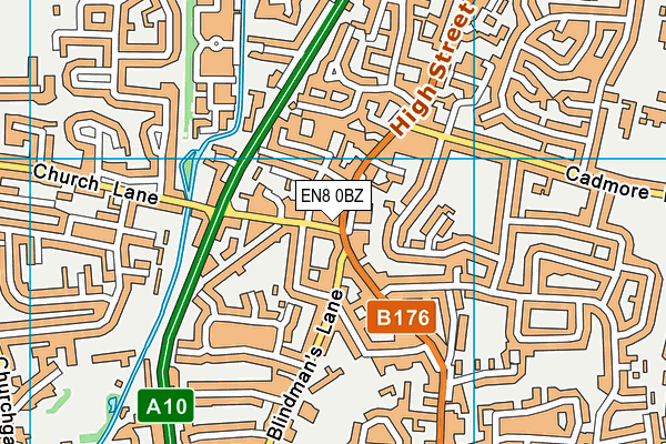 EN8 0BZ map - OS VectorMap District (Ordnance Survey)