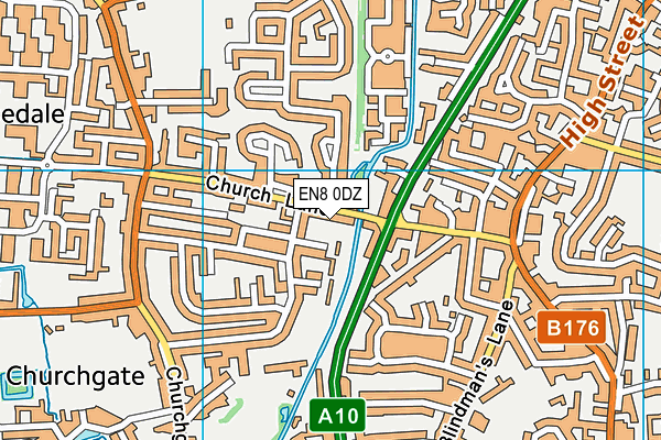 EN8 0DZ map - OS VectorMap District (Ordnance Survey)