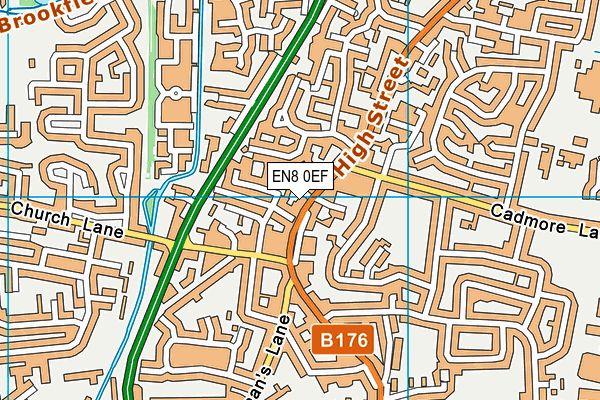 EN8 0EF map - OS VectorMap District (Ordnance Survey)