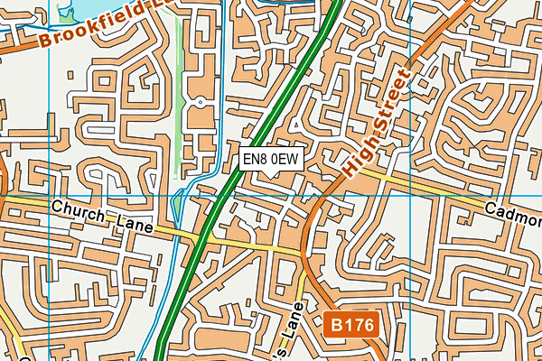 EN8 0EW map - OS VectorMap District (Ordnance Survey)