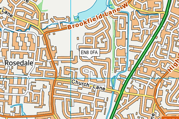 EN8 0FA map - OS VectorMap District (Ordnance Survey)