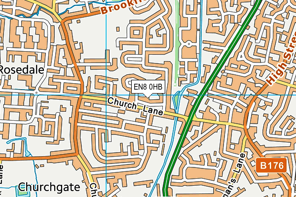 EN8 0HB map - OS VectorMap District (Ordnance Survey)