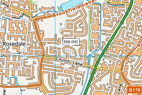 EN8 0HD map - OS VectorMap District (Ordnance Survey)