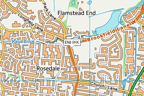 EN8 0HX map - OS VectorMap District (Ordnance Survey)