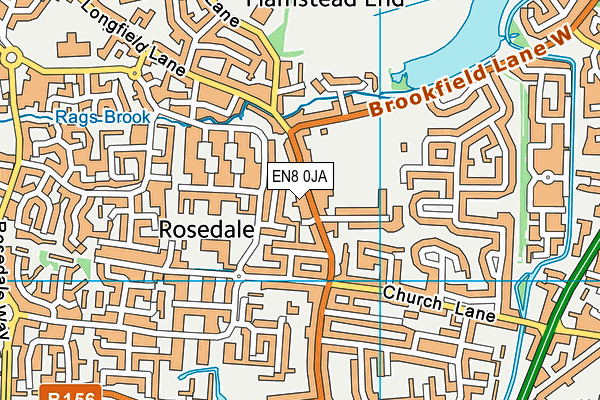 EN8 0JA map - OS VectorMap District (Ordnance Survey)