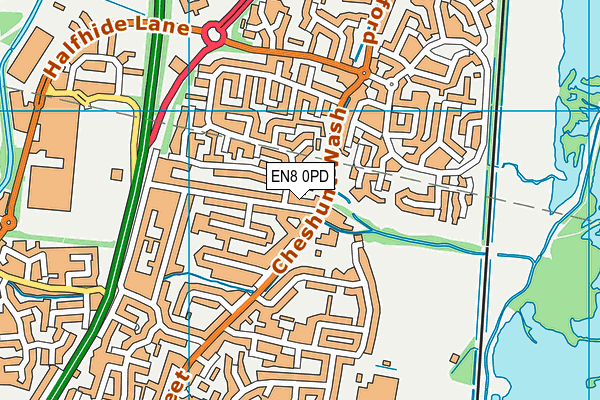 EN8 0PD map - OS VectorMap District (Ordnance Survey)