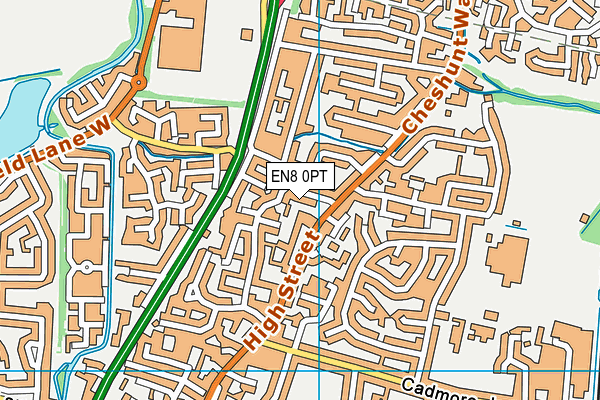 EN8 0PT map - OS VectorMap District (Ordnance Survey)