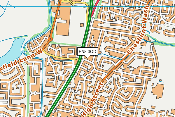 EN8 0QD map - OS VectorMap District (Ordnance Survey)