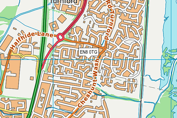 EN8 0TG map - OS VectorMap District (Ordnance Survey)