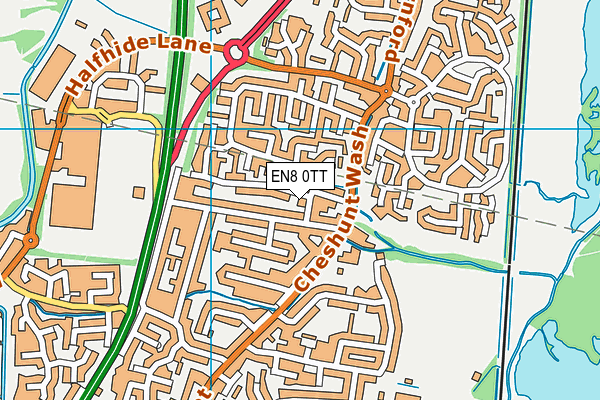EN8 0TT map - OS VectorMap District (Ordnance Survey)