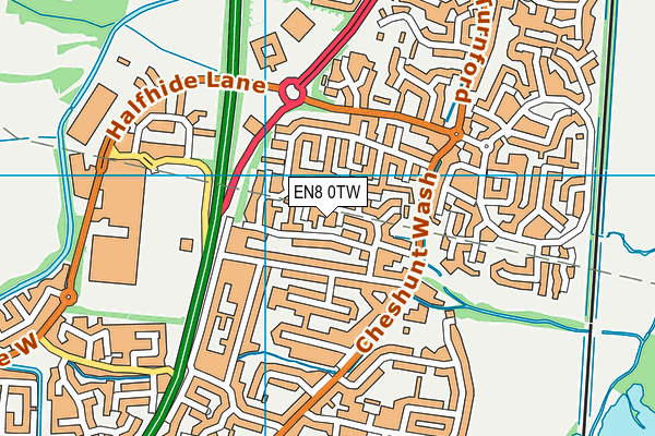 EN8 0TW map - OS VectorMap District (Ordnance Survey)