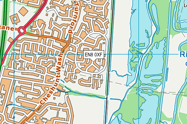 EN8 0XF map - OS VectorMap District (Ordnance Survey)