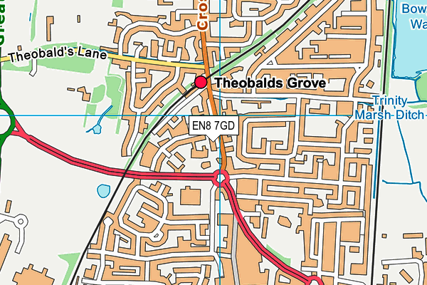 EN8 7GD map - OS VectorMap District (Ordnance Survey)