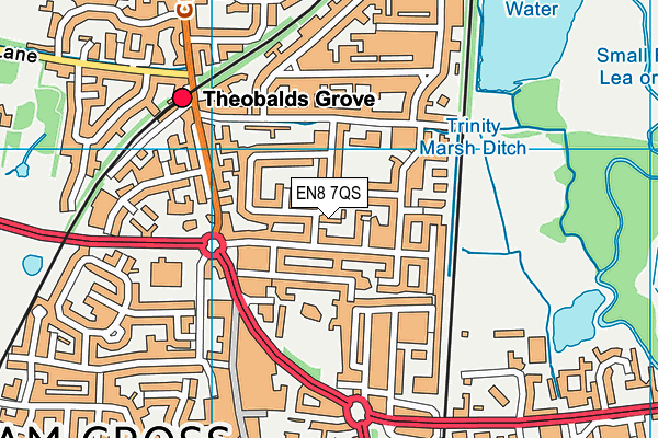 EN8 7QS map - OS VectorMap District (Ordnance Survey)