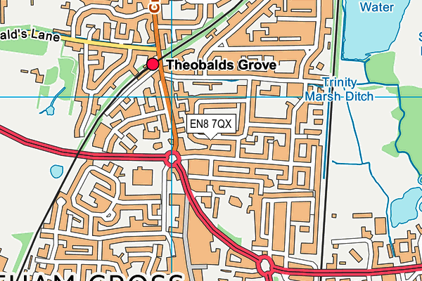 EN8 7QX map - OS VectorMap District (Ordnance Survey)