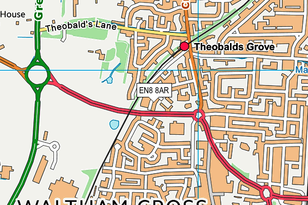 EN8 8AR map - OS VectorMap District (Ordnance Survey)