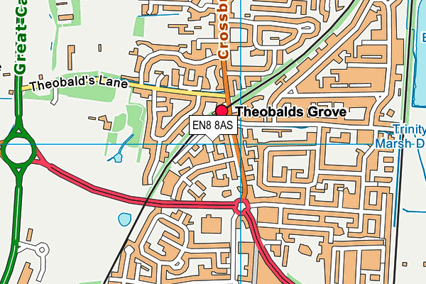 EN8 8AS map - OS VectorMap District (Ordnance Survey)