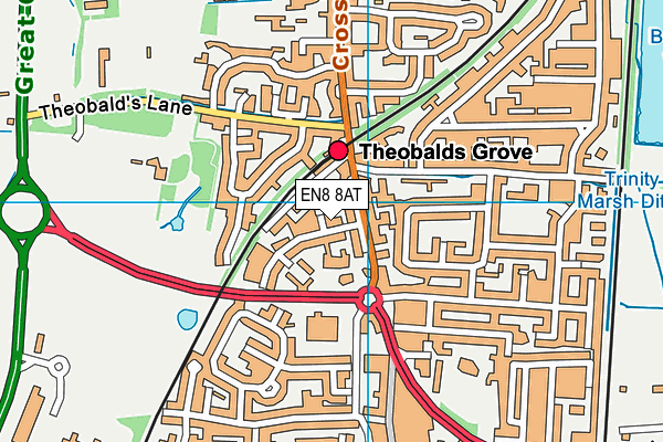 EN8 8AT map - OS VectorMap District (Ordnance Survey)